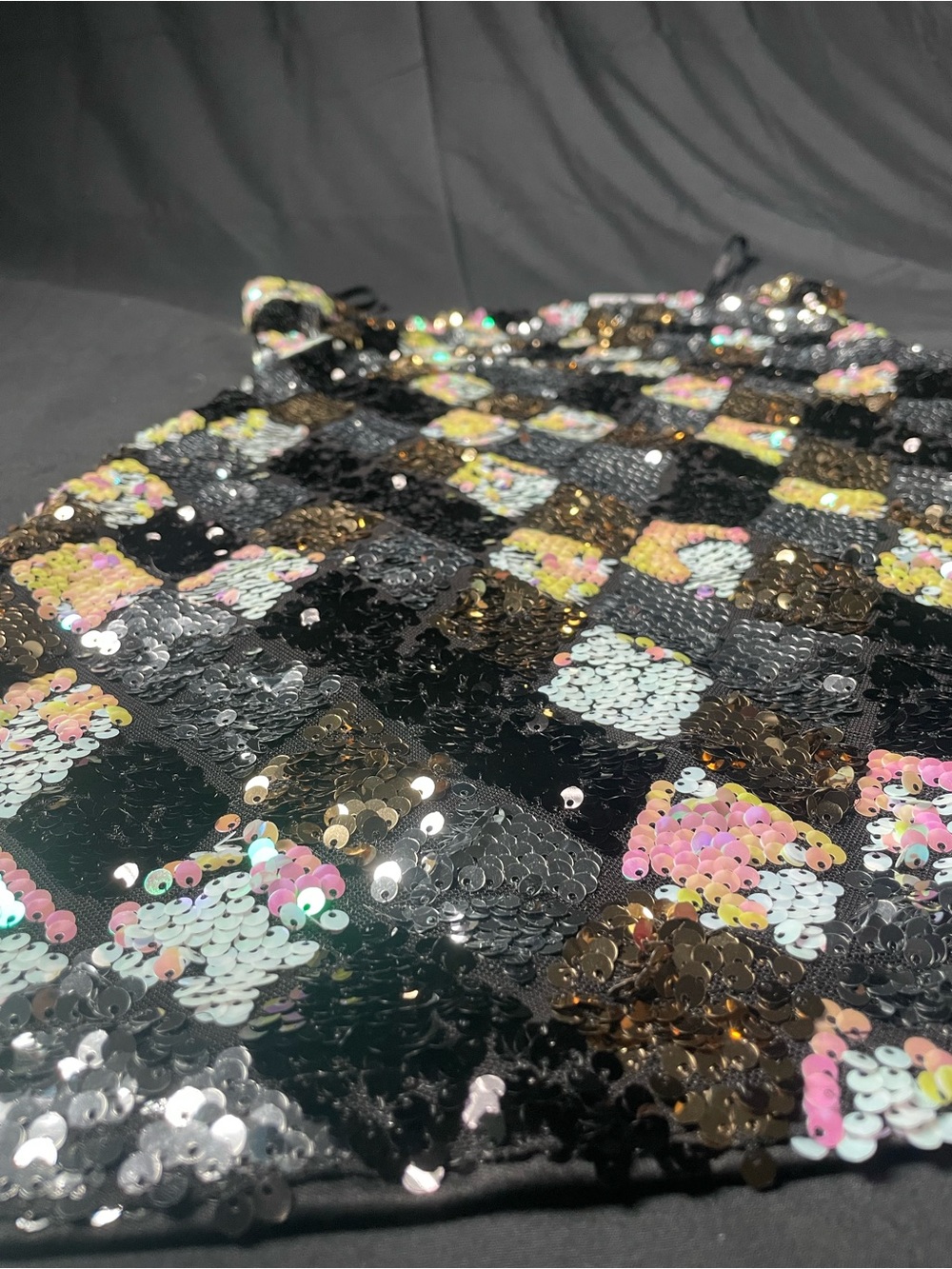 NWT 12th Tribe Girls' Sequin Diamond Party Dress - Black, Pink & Mint - Picture 5 of 8